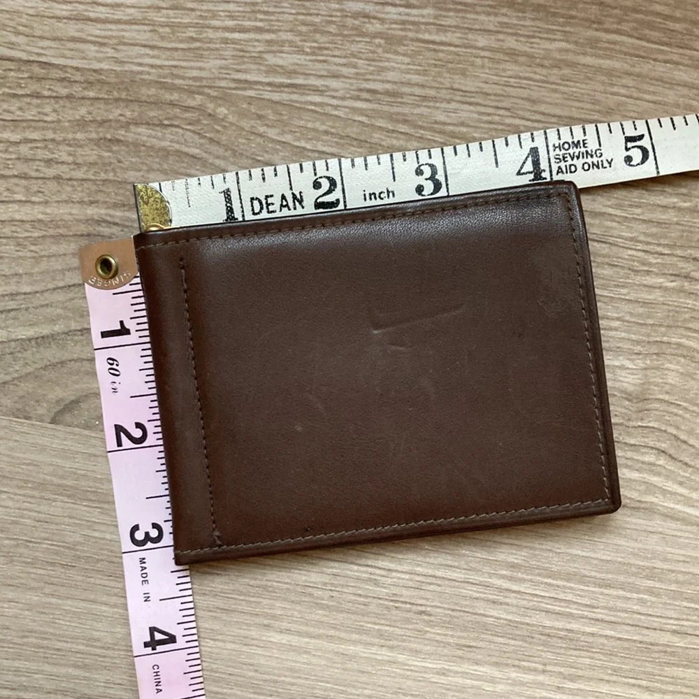 Wallet bifold with money clip in brass fandango calf leather